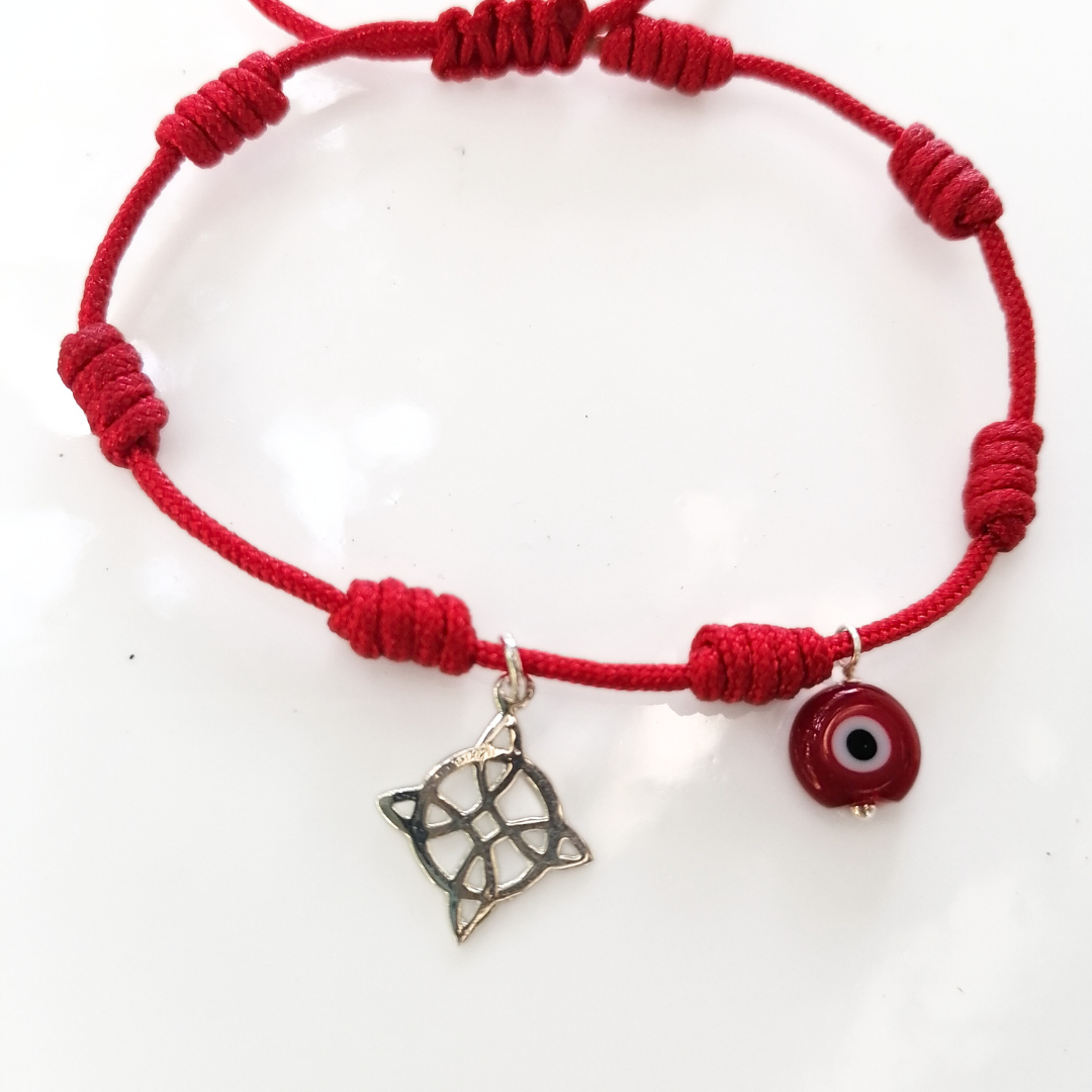 Pulsera Hilo Rojo 7 Nudos triple Protección