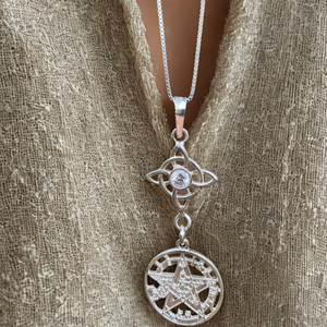 Collar Nudo de Bruja  Con Tetragrámaton Circón Brillante