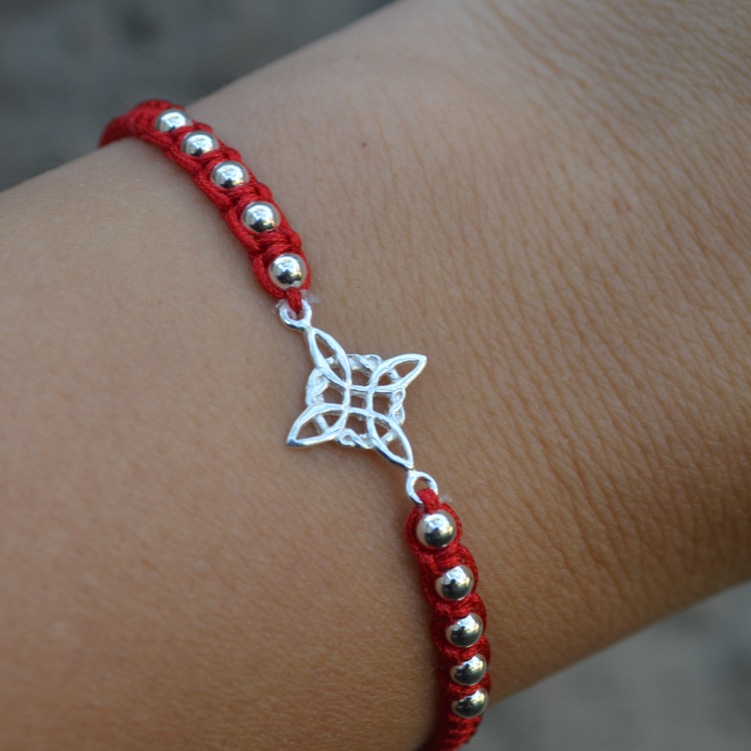 Pulsera Tejida Roja Nudo Bruja