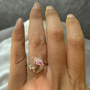 Anillo Colibrí Agua rosa