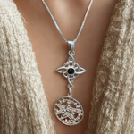 Collar Nudo de Bruja  Con Tetragrámaton Circon Onix