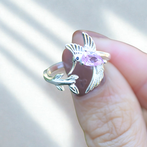Anillo Colibrí Agua rosa