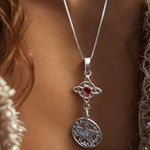 Collar Nudo de Bruja  Con Tetragrámaton Piedra Granate